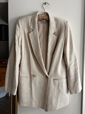 H&M Linen Blend Blazer Women’s Small Beige